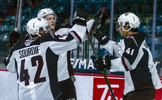 Vancouver Giants celebrate a goal vs. the Prince George Cougars
