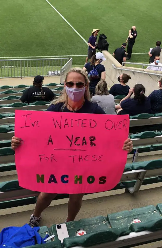 A North Carolina Courage fan exults in the team's return