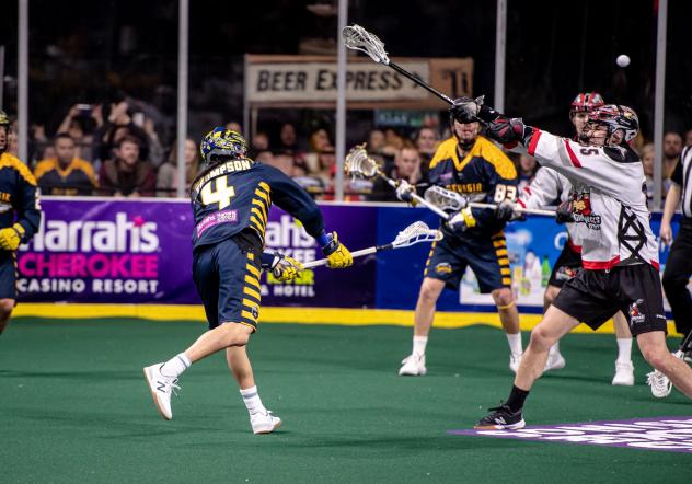 Lyle Thompson unleashes a shot for the Georgia Swarm