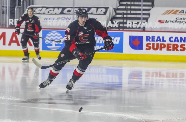 Blake Eastman of the Prince George Cougars vs. the Kamloops Blazers