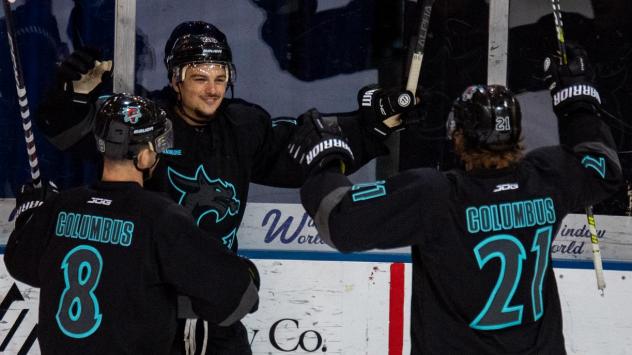 Columbus River Dragons celebrate a goal