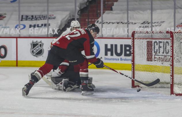 Vancouver Giants defenceman Connor Horning vs. the Kamloops Blazers