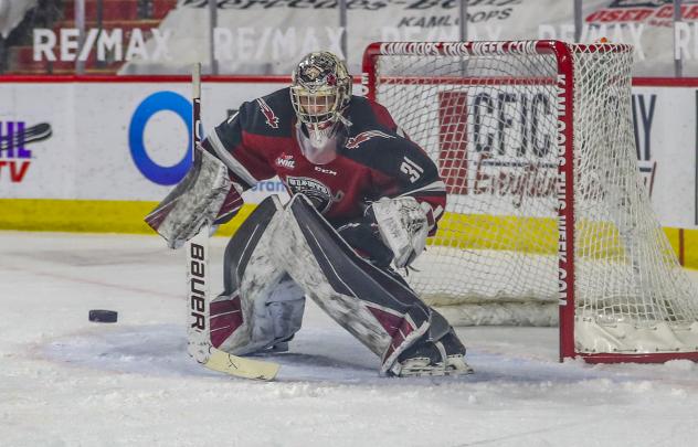 Vancouver Giants goaltender Trent Miner vs. the Kamloops Blazers