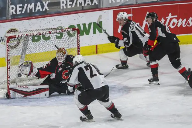 Vancouver Giants right wing Julian Cull fires a shot vs. the Prince George Cougars