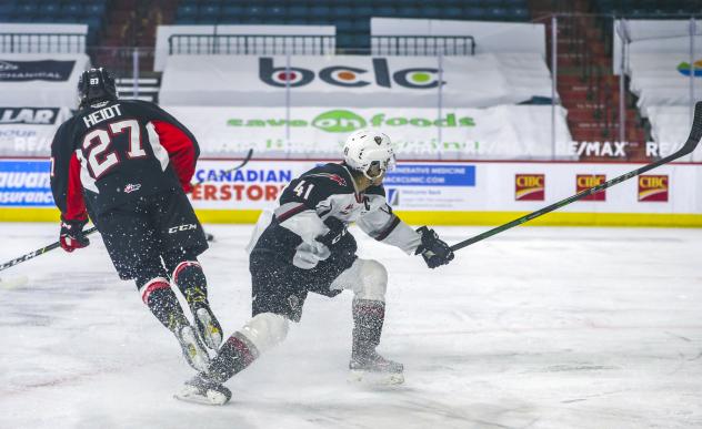Vancouver Giants defenceman Alex Kannok Leipert vs. the Prince George Cougars