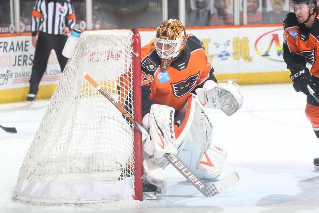 Lehigh Valley Phantoms goaltender Felix Sandström vs. the Binghamton Devils