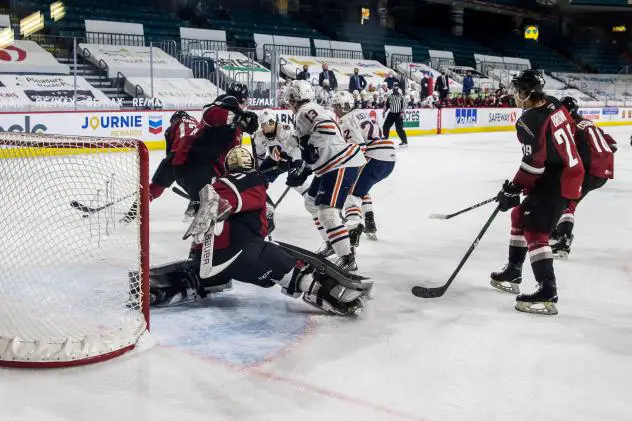 Vancouver Giants goaltender Trent Miner vs. the Kamloops Blazers