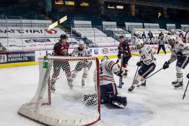 Vancouver Giants look for a score vs. the Kamloops Blazers