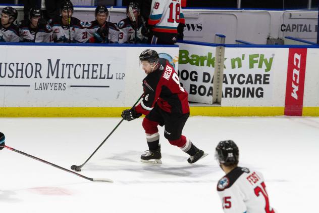 Vancouver Giants centre Tristen Nielsen vs. the Kelowna Rockets