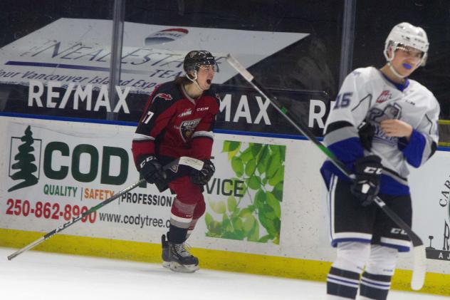 Vancouver Giants centre Kaden Kohle reacts vs. the Victoria Royals