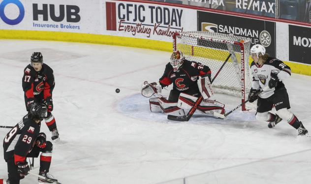 Prince George Cougars goaltender Taylor Gauthier vs. the Vancouver Giants