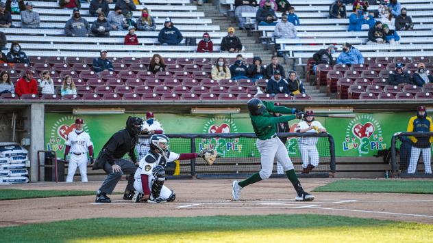 Beloit Snappers at bat against the Wisconsin Timber Rattlers in the season opener