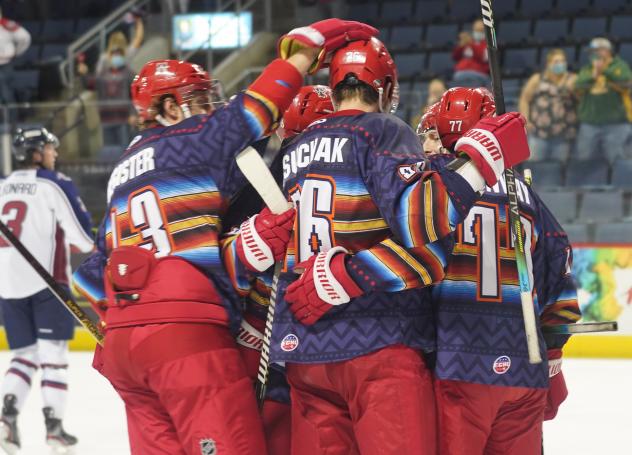 Allen Americans react to Scott Conway's winning goal