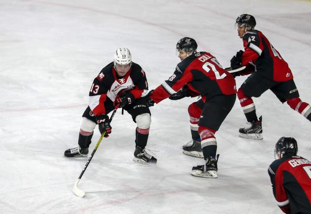 Prince George Cougars centre Koehn Ziemmer vs. the Vancouver Giants