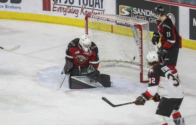 Prince George Cougars centre Koehn Ziemmer scores his second goal vs. the Vancouver Giants