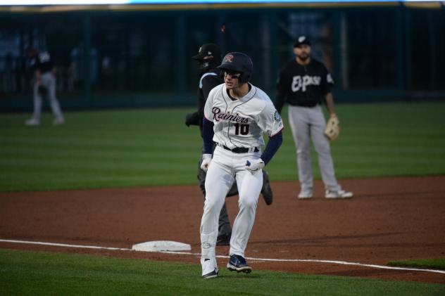 Jarred Kelenic of the Tacoma Rainiers rounds third after a home run