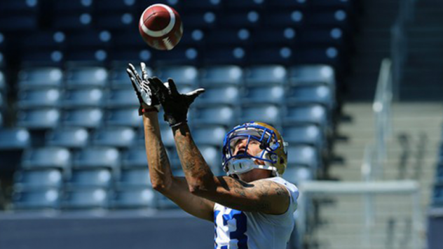 Rashaun Simonise with the Winnipeg Blue Bombers