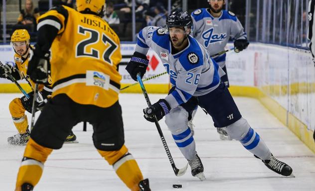 Jacksonville Icemen forward Pascal Aquin (right)