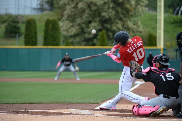 Tacoma Rainiers center fielder Jarred Kelenic connects on a pitch