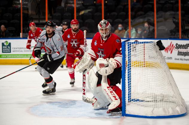Allen Americans goaltender Jake Paterson vs. the Kansas City Mavericks
