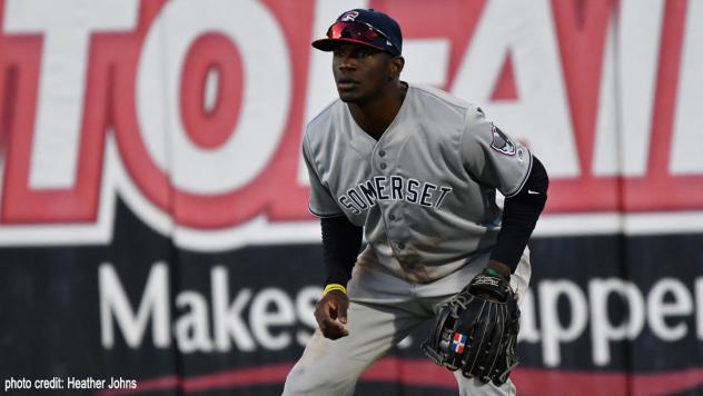 Somerset Patriots outfielder Michael Beltre