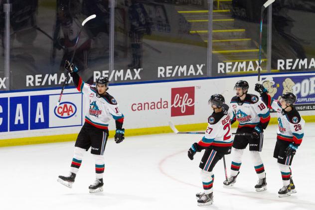 Kelowna Rockets celebrate against the Victoria Royals