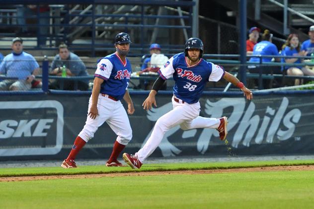 Reading Fightin Phils outfielder Matt Vierling rounds third