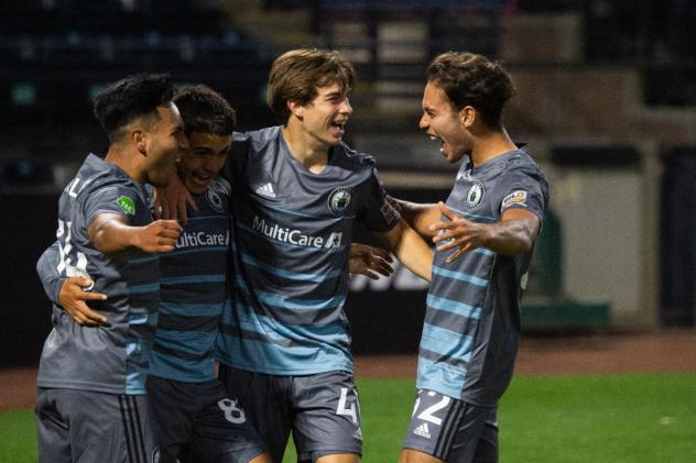 Tacoma Defiance celebrates after a goal against the San Diego Loyal