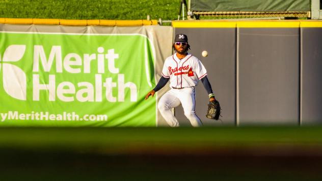 Mississippi Braves eye a ball in the outfield