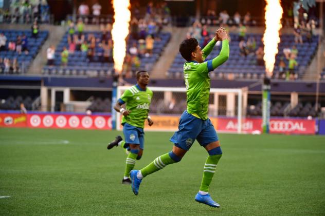 Seattle Sounders FC reacts to the crowd