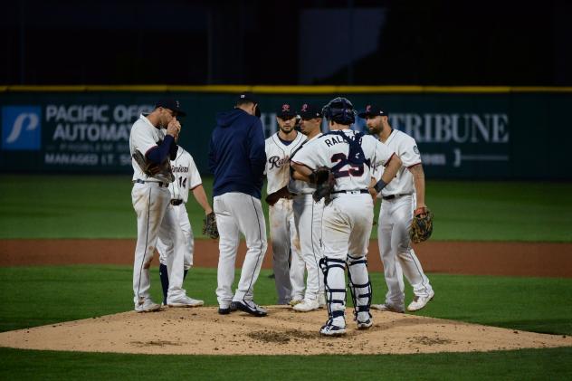 Tacoma Rainiers meeting on the mound