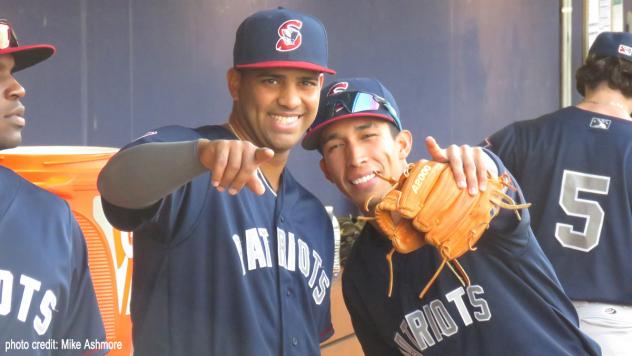 Dermis Garcia and Oswaldo Cabrera of the Somerset Patriots