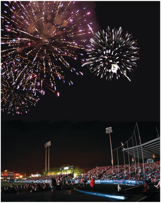 Fireworks over FirstEnergy Stadium, home of the Reading Fightin Phils