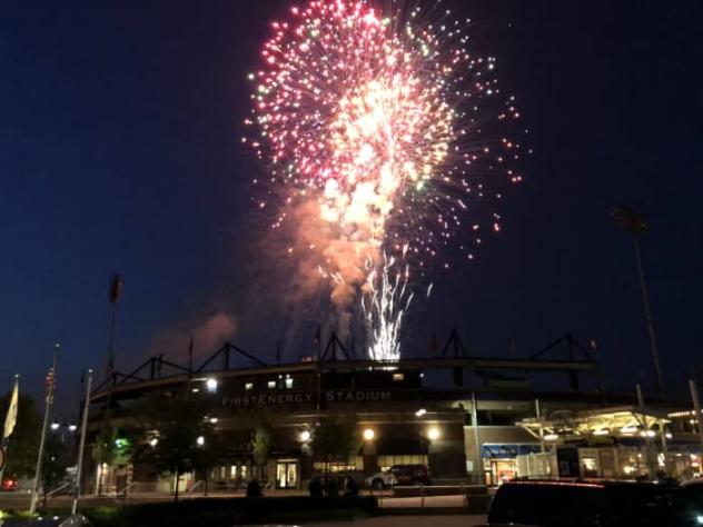 Fireworks over FirstEnergy Stadium, home of the Reading Fightin Phils