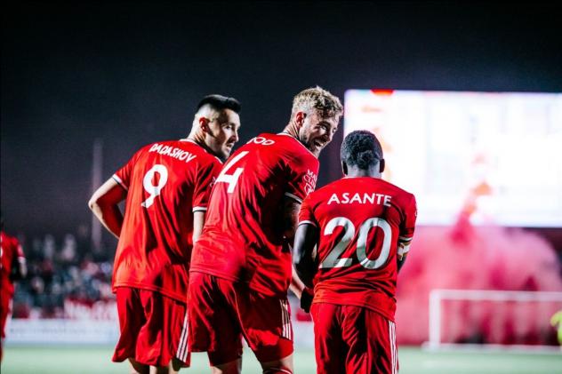 Phoenix Rising FC after one of their goal vs. Las Vegas Lights FC