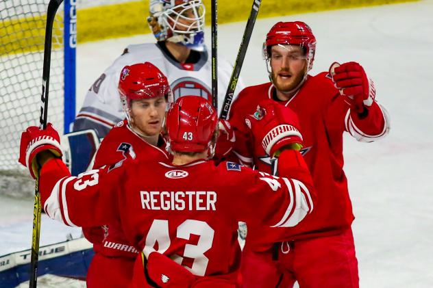 Allen Americans celebrate a goal