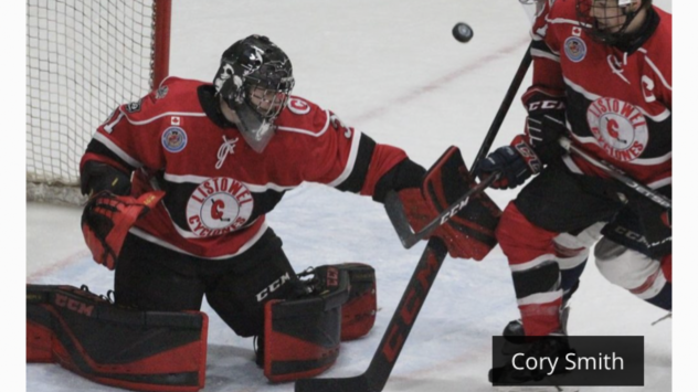 Goaltender Dixon Grimes with the Listowel Cyclones of the GOJHL