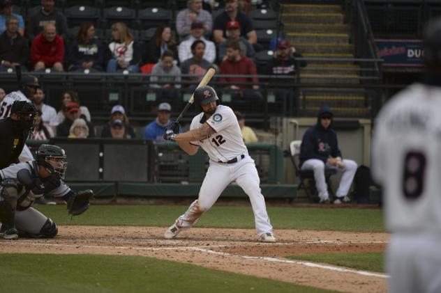 Sam Travis at bat for the Tacoma Rainiers