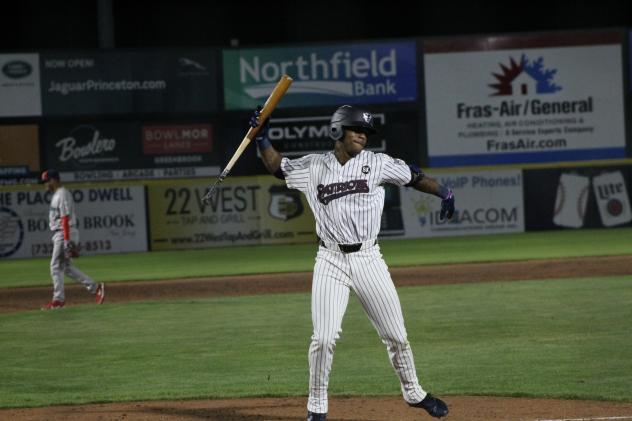 Isiah Gilliam of the Somerset Patriots prepares to chuck his bat