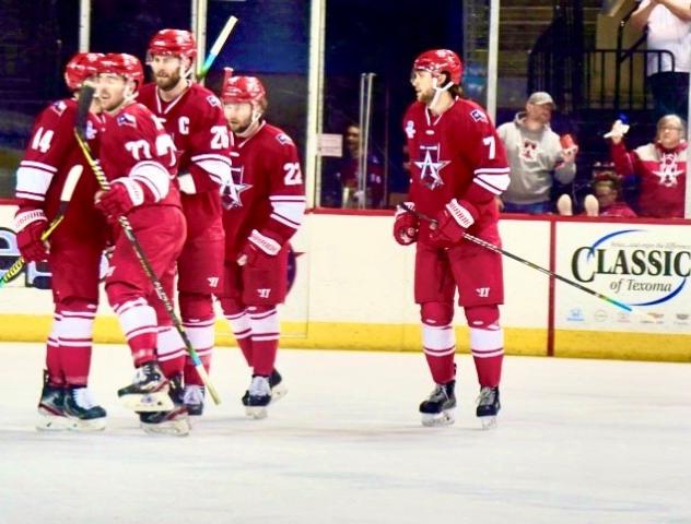 Allen Americans celebrate a goal