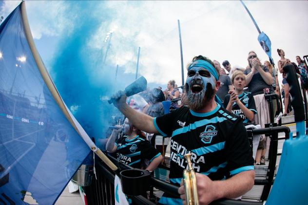 Colorado Springs Switchbacks FC fans cheer on the team