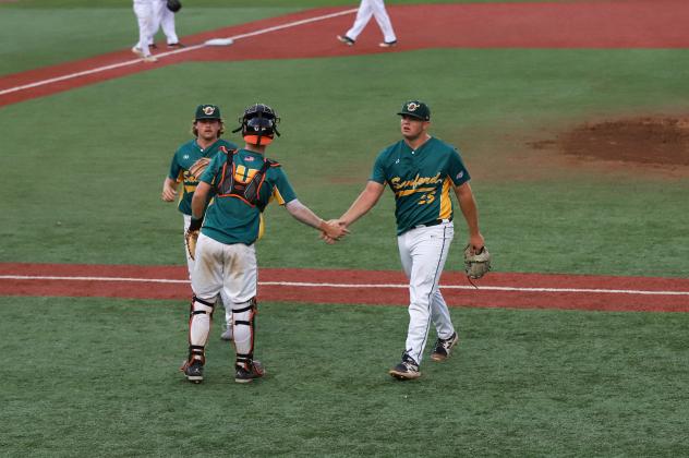 Sanford Mainers exchange handshakes