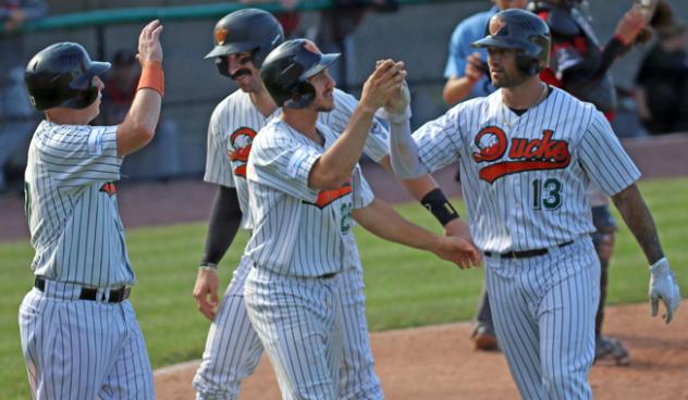 Long Island Ducks congratulate L.J. Mazzilli on his grand slam