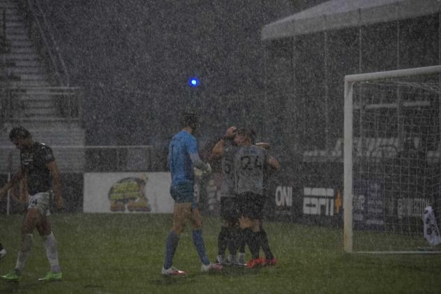 Birmingham Legion FC plays in the rain