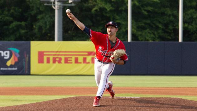 Pitcher Spencer Strider with the Rome Braves