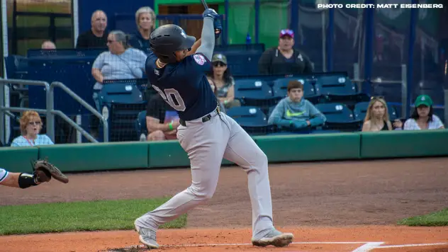 Dermis Garcia takes a big swing for the Somerset Patriots