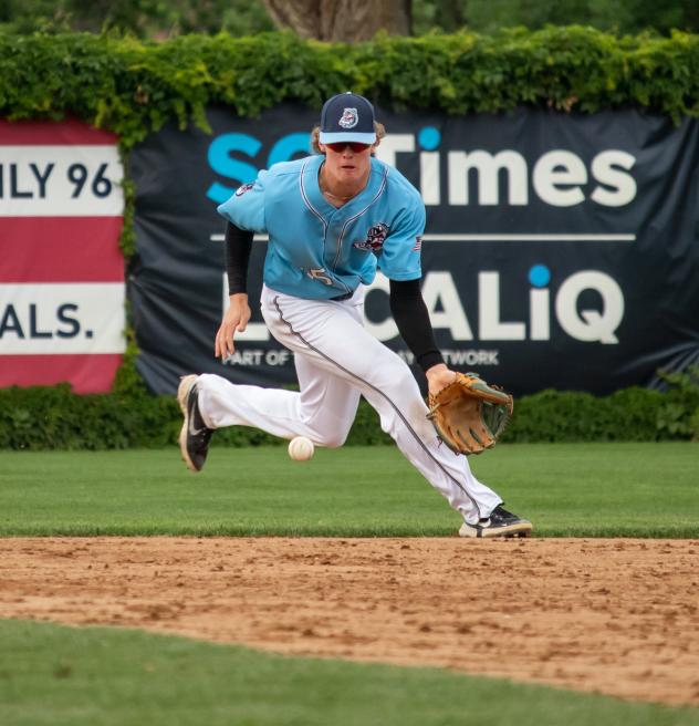 Jack Winkler of the St. Cloud Rox eyes a grounder