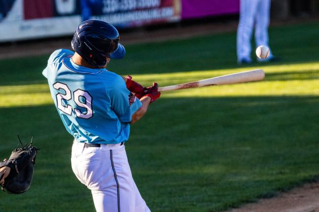 Nate Swarts takes a swing for the St. Cloud Rox