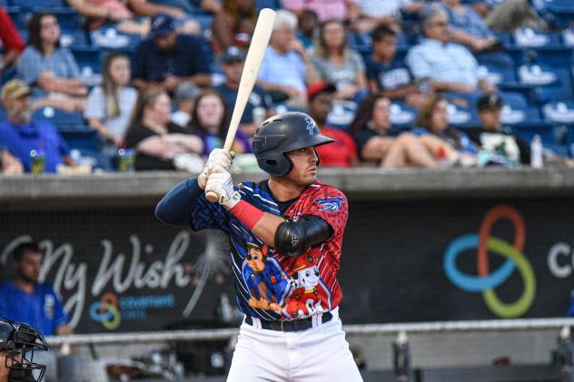 Nick Fortes at bat for the Pensacola Blue Wahoos