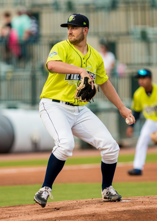Thomas Szapucki pitching for the Columbia Fireflies in 2017